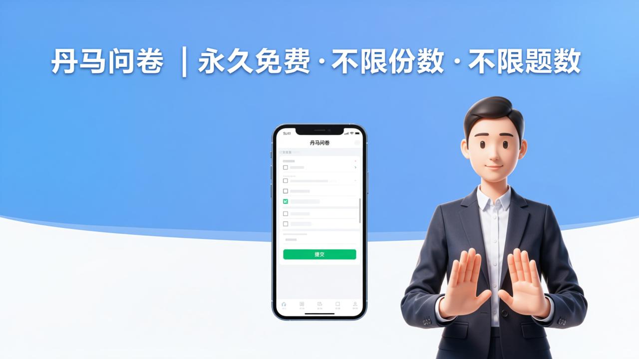 免费问卷小程序哪个好用？「丹马问卷」永久免费，不限份数不限题