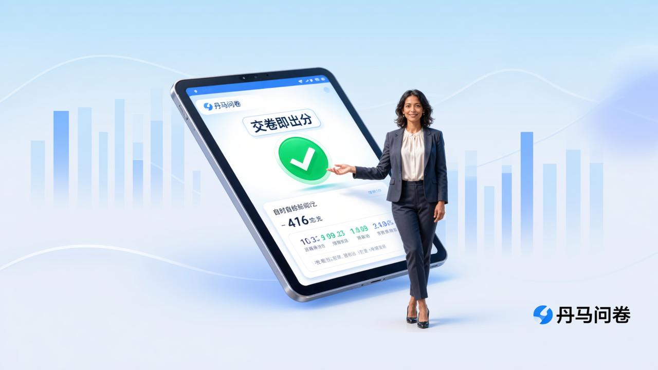 考试用问卷工具推荐？「丹马问卷」自动批改出成绩，老师省心