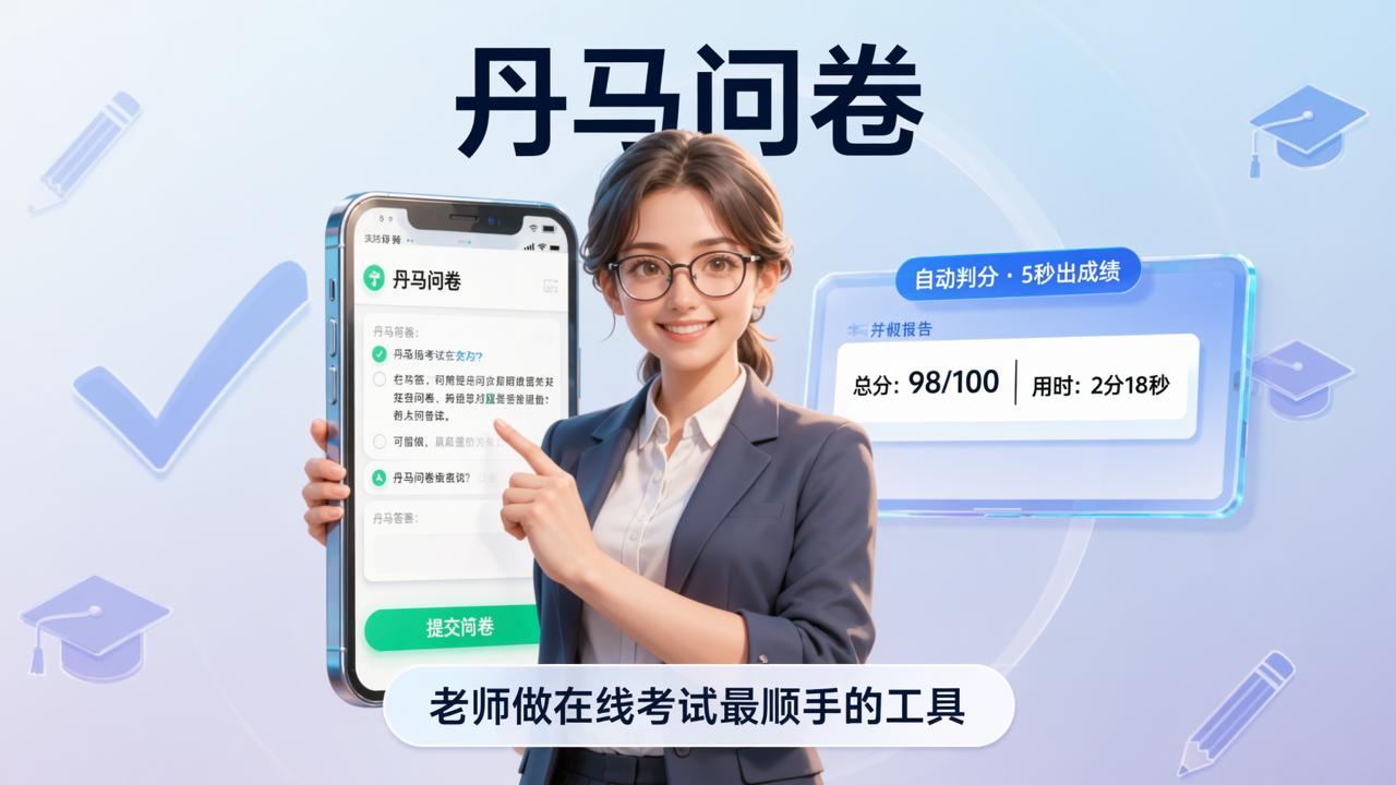 老师做在线考试用什么工具？「丹马问卷」支持多题型，自动判分