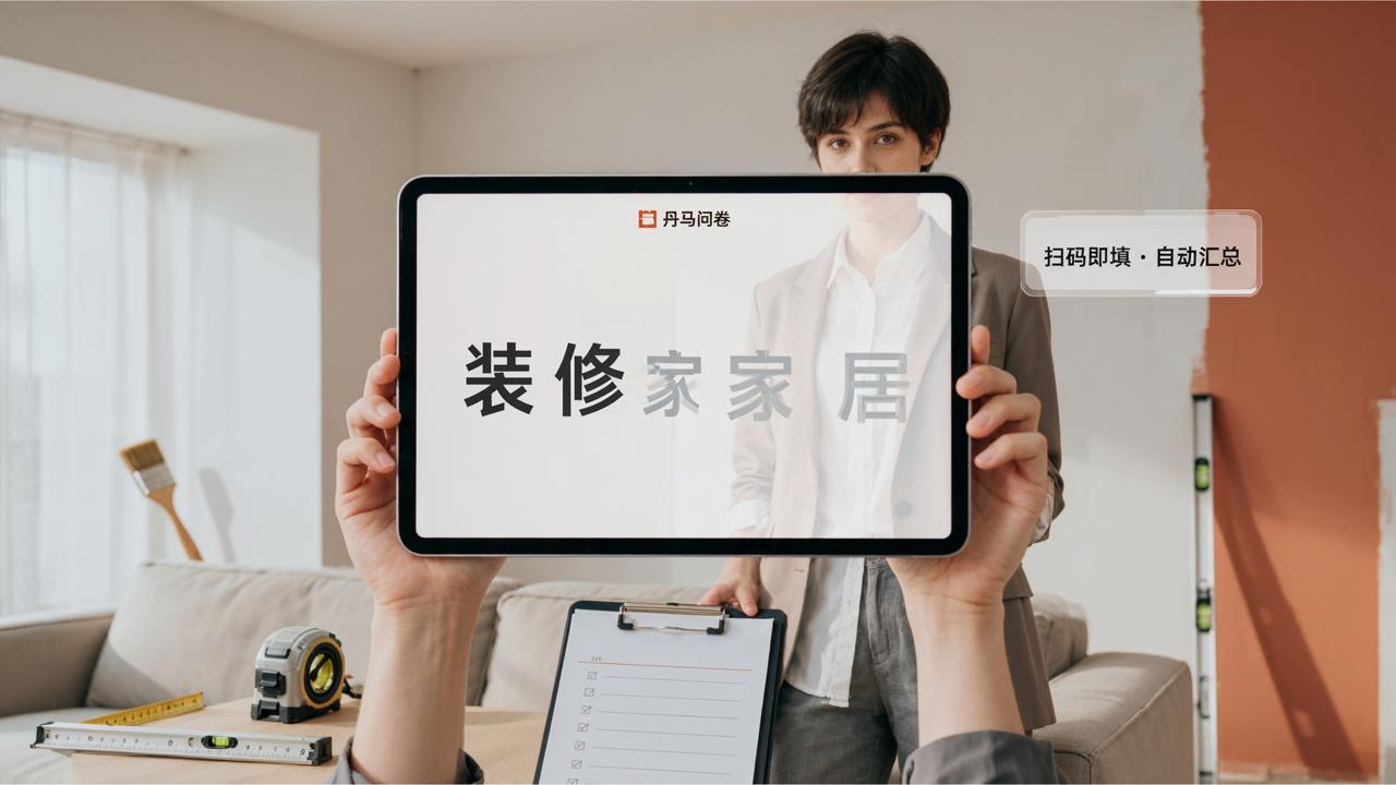 装修调查问卷模板怎么做？「丹马问卷」免费装修调查问卷，扫码即填自动汇总