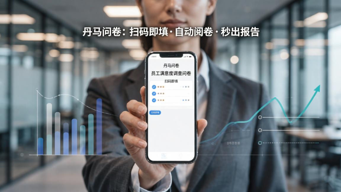 员工满意度调查问卷：丹马问卷，扫码即填自动阅卷秒出统计报告
